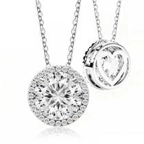 Colar SIGALIT Moissanite Halo Pendant S925 em prata