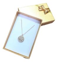 Colar Símbolo Da Paz Hippie Pedra Zirconia Folheado a Ouro Semijoia