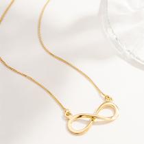 Colar Símbolo Infinito Amor Dourado, Semi jóia Banhado Ouro 18K