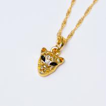 Colar singapura com pingente tigresa banhado a ouro18k