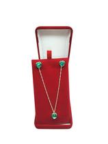 Colar Singapura Coração Verde Esmeralda + Brinco Prata 925 Colar Singapura Coração Verde Esmeralda + Brinco Prata 925