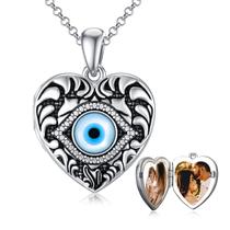 Colar SOULMEET Heart Blue Evil Eye Locket com 2 fotos