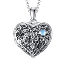 Colar SOULMEET, prata esterlina, palmeira, medalhão com coração de palmeira