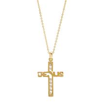 Colar Strass Cruz Dourado CO1702 Colar Strass Cruz Dourado CO1702