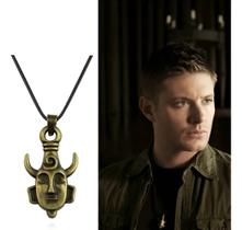 Colar Supernatural Amuleto do Dean Winchester de Metal Bronze Antigo Acessório Geek Colecionador