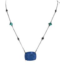 Colar tanzanita fusion cristal paraiba e zircônia negra 50cm Colar tanzanita fusion cristal paraiba e zircônia negra 50cm