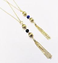 Colar Tassel Com Cristal E Balões 60cm Banho Ouro 18k 4122