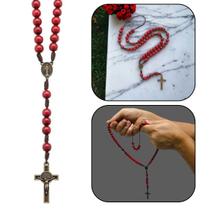 Colar Terço Acampamento Vermelho Madeira 8 mm Colar Terço Acampamento Vermelho Madeira 8 mm