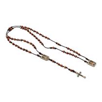 Colar Terço de Nossa Senhora do Carmo Madeira Canela