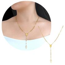 Colar Terço de Pescoço Medalha São Bento Aço 50 cm Católico Colar Terço de Pescoço Medalha São Bento Aço 50 cm Católico