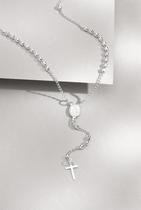 Colar Terço Feminino Bolinha Prata 990 Banhada Pingente Cruz Católico Enzara Joias 45 cm Colar Terço Feminino Bolinha Prata 990 Banhada Pingente Cruz Católico Enzara Joias 45 cm