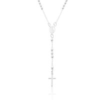 Colar Terço Feminino Pingente Cruz Católico Religioso Prata