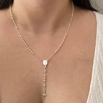 Colar Terço Feminino Prata925 Ouro18k Garantia Vitalícia - Cy semijoias