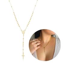 Colar Terço Feminino Prata925 Ouro18k Garantia Vitalícia - Cy semijoias