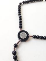 Colar terço madeira preto são bento 12mm