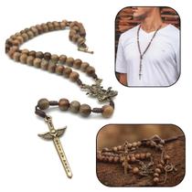 Colar terço masculino são miguel espada cordão ouro velho