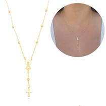 Colar terço nossa senhora aparecida Prata 925 e Banhado a Ouro18k com garantia