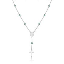 Colar Terço Prata 45cm N. S. Graças Zircônia Paraíba