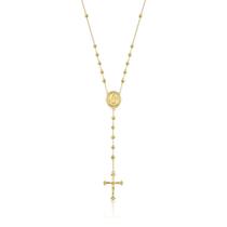 Colar Terço Prata 50cm N. Sra Fátima e Cruz - Banhado a Ouro 18k