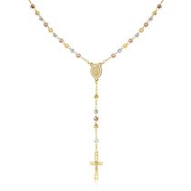 Colar TERDENVOEN, Cruz da Virgem Maria, Rosário Banhado a Ouro Colar TERDENVOEN, Cruz da Virgem Maria, Rosário Banhado a Ouro