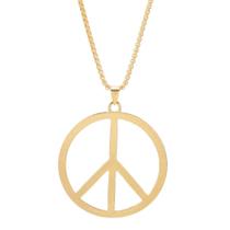 Colar The Woo's Peace Sign em metal estilo hippie para mulheres e homens