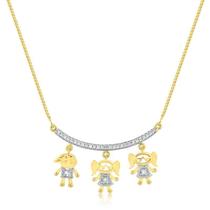 Colar Três Filhos Pingente Personalizado Banhado Ouro 18k Colar Três Filhos Pingente Personalizado Banhado Ouro 18k