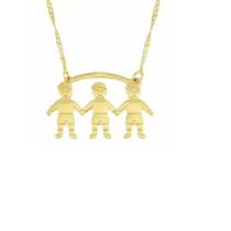 Colar Três Meninos Filhos Criança Menino Folheado 18k Colar Três Meninos Filhos Criança Menino Folheado 18k
