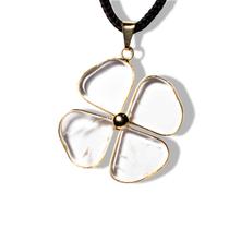 Colar Trevo 4 folhas Cristal Pedra Natural Montagem Dourado