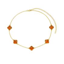 Colar Trevo Âmbar - Banhado em Ouro 18k