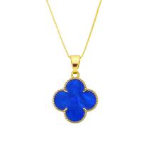 Colar Trevo Azul Ouro 18k Modelo Virginia Banhado Delicado