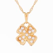 Colar Trevo da Sorte Quatro Folhas com Strass 15mm - Sunshine Cristais