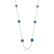Colar Trevo Quatro Folhas Azul Em Prata 925 Legítima Joia