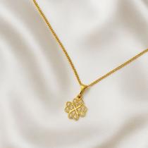 Colar Trevo Quatro folhas Cravejado de Microzircônias folheado a ouro 18k Colar Trevo Quatro folhas Cravejado de Microzircônias folheado a ouro 18k