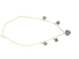 COLAR TREVOS E CORAÇÕES PRETOS DOURADO BIJUTERIAS Dourado