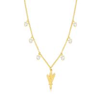 Colar Trigo com Corações de Zircônia Revestido em Ouro Colar Trigo com Corações de Zircônia Revestido em Ouro