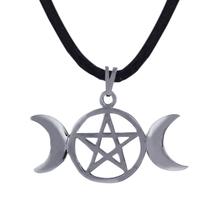 Colar Triluna Wicca 37mm Lua Triplice Pentagrama - Sunshine Cristais