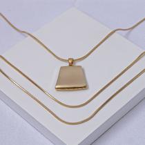 Colar Triplo Aço Inox Dourado com Pingente Orgânico Colar Triplo Aço Inox Dourado com Pingente Orgânico