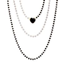 Colar Triplo Armem Rr Bijoux Preto E Branco Coração