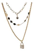 Colar Triplo Cadeado Fashion Banhado Ouro 18k Estilo