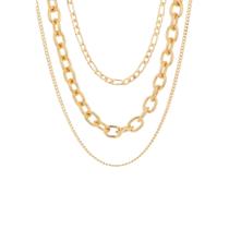 Colar Triplo Correntaria - Banhado em Ouro 18k