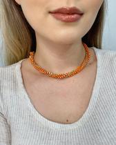 Colar Triplo entrelaçado Veneziana quadrada tendência da moda folheado a ouro