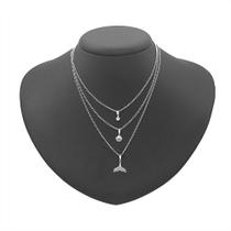 colar triplo feminino concha rabo baleia aço inox não escurece enferruja choker gargantilha