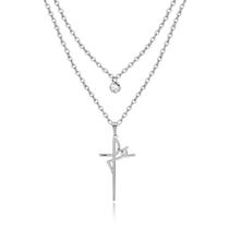 Colar Triplo fino Feminino concha búzio ponto de luz em aço inox prata não escurece 3 camadas