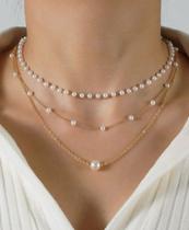 Colar Triplo Pérolas Mistas Ganny Colar Triplo Pérolas Mistas Ganny