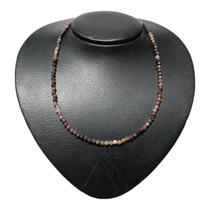 Colar Turmalina Melancia Facetada Fecho Aço