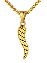 Colar U7 Gold Italian Horn banhado a ouro 18K para homens e mulheres
