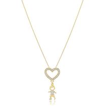 Colar uma menina com coração banhado a ouro 18k
