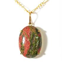 Colar Unakita Cabochão Oval Pedra Natural Garra Prata 950 Colar Unakita Cabochão Oval Pedra Natural Garra Prata 950