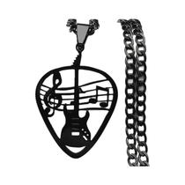 Colar Unissex De Aço Inoxidável Com Pingente De Palheta De Guitarra Estilo Punk Rock E Nota Musical Colar Unissex De Aço Inoxidável Com Pingente De Palheta De Guitarra Estilo Punk Rock E Nota Musical