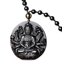 Colar Unissex em Obsidiana Mil-Hand Guanyin Buda